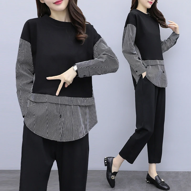 

YICIYA Plus size large big 4xl 5xl 2 piece set women outfit tracksuit sportswear co-ord set top and pants suits 2019 spring