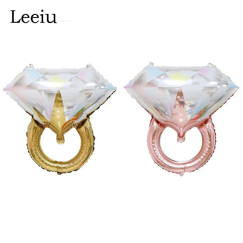 

Leeiu Rose Gold Diamond Ring Balloons Just Married Wedding Bride Ring Foil Ballons Wedding Party Decoration Ballons Accessories