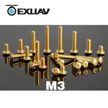 EXUAV Metade Cabeça Redonda Hexágono Parafuso de Titânio do Chapeamento de Ouro 10 pcs M3 * 6*8*12*18*22*25*30 para FPV RC Racing Zangão Quadcopter DIY