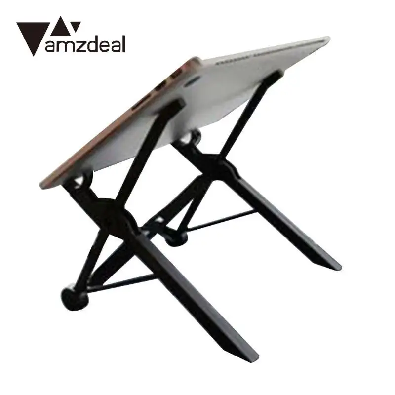 amzdeal Universal Height Adjustable Folding Stand Bracket Gasket Desktop For MacBook Laptop Notebook Black