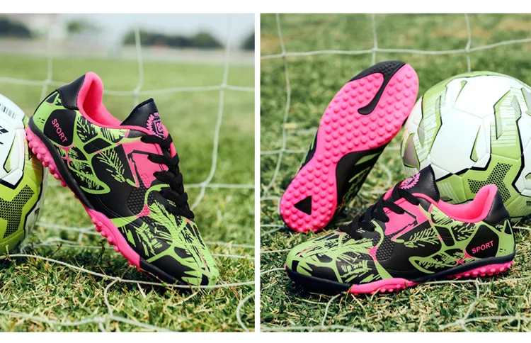 Стиль печати дизайн профессиональные футбольные ботинки для детей мальчиков девочек Открытый Спортивная обувь для детей TF футбольная обувь