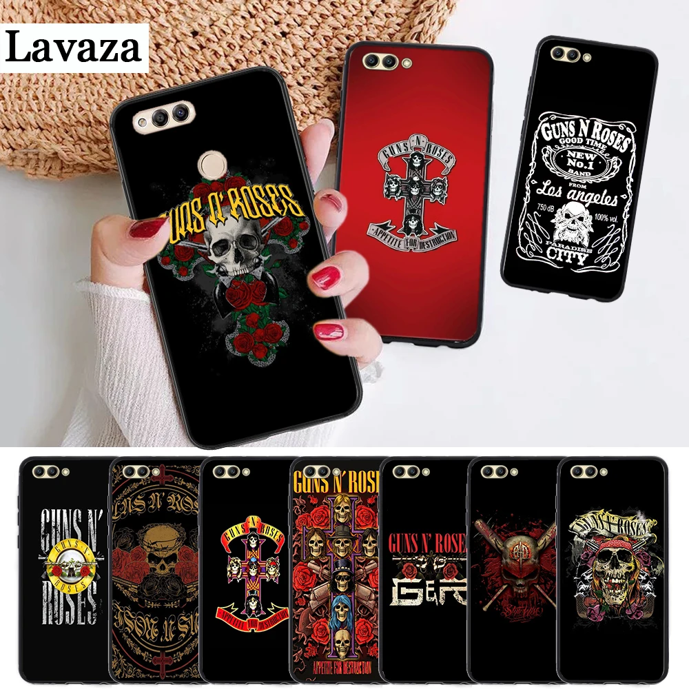 Guns n roses Silicone Case for Huawei honor 6A 7A Pro 7X 8 Lite 8A 8X 8C 9 Note 10 View 20 20S 9X | Мобильные телефоны и