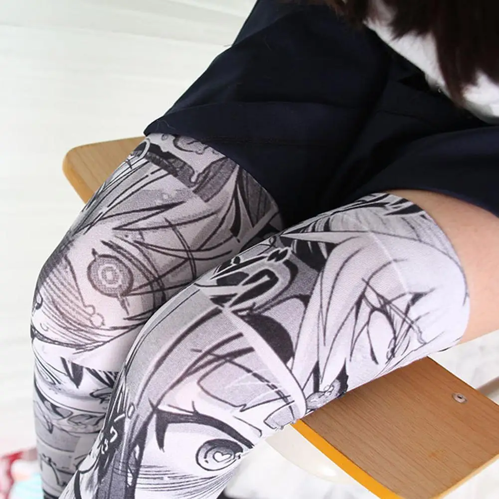 Чулки с рисунком аниме; длинные носки выше колена с цифровым принтом; удлиненные бархатные носки для девочек и женщин