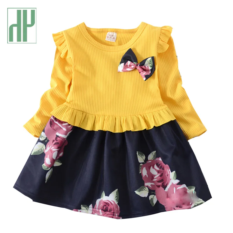 

Little Girls dress long sleeve Floral Flower Print toddler girls party dress kids white red dress girl children kids costume