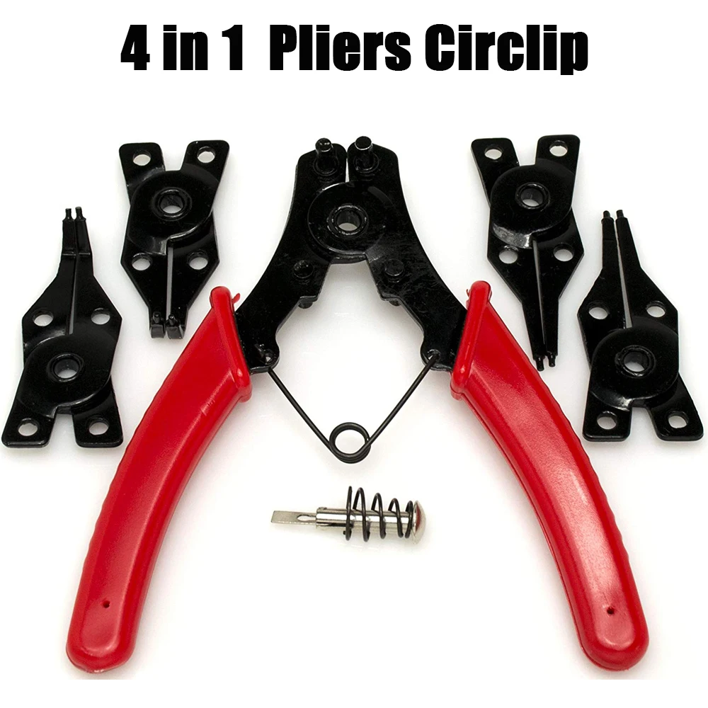 

Universal Spring Pliers Circlip Tool with 4pcs Angled Tong Head Clamp Car Auto Repair Hand Tools Clamps Rubber Handle Pliers