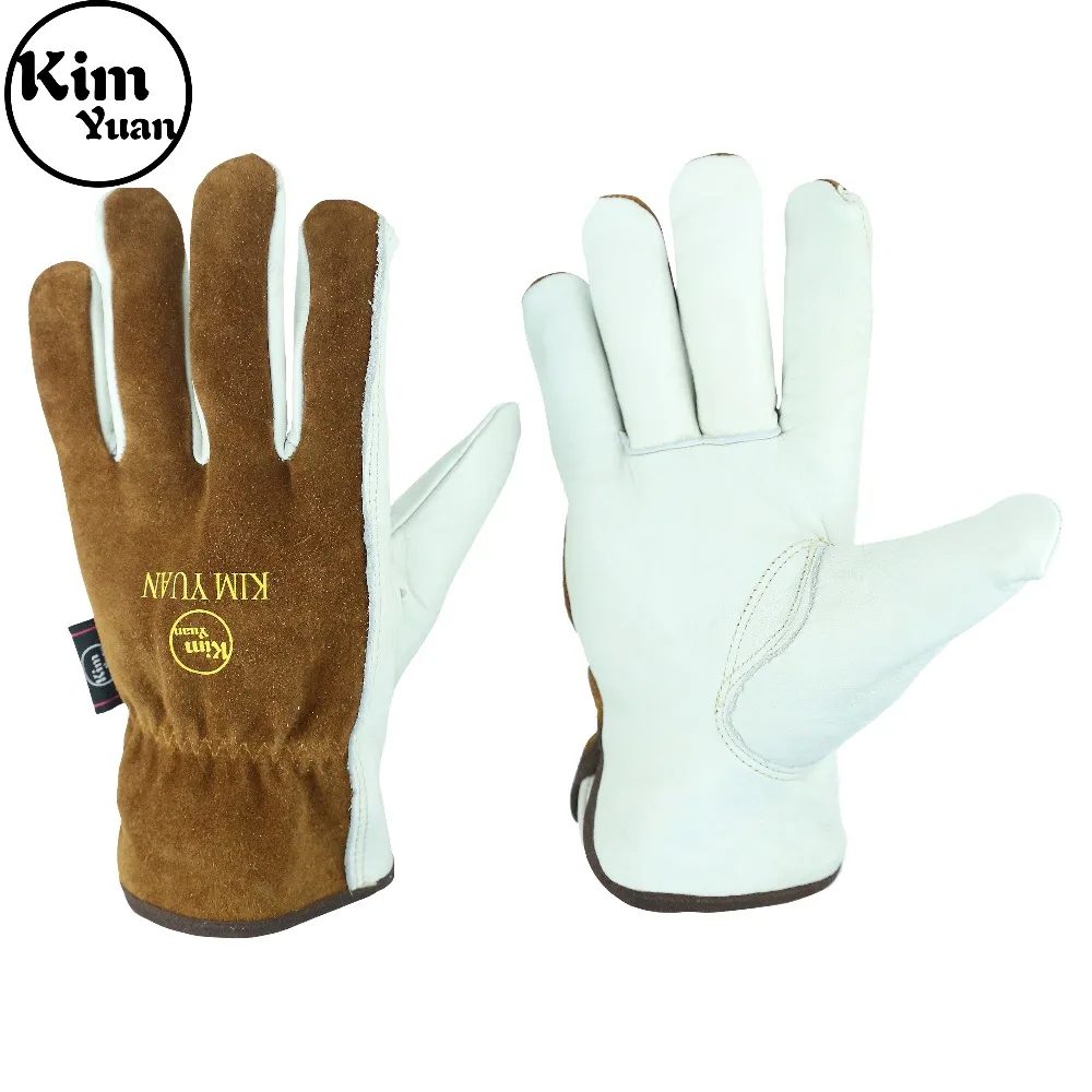 

KIM YUAN Work Gloves with Elastic Wrist for Men&Women-Good Grip&Flexible for Riding/Truck Driving/Warehouse/Gardening/Farming