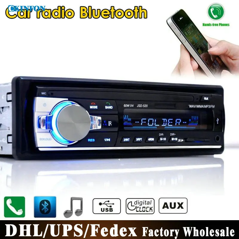 Cheapest DHL/Fedex JSD520 12V Bluetooth Car Stereo FM Radio MP3 Audio