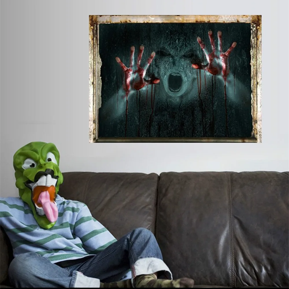 45*60 см украшения-ужастики для хеллоуина реквизит 3D кровавый призрак наклейки Съемная Наклейка на стену для Хэллоуина с привидениями домашний декор