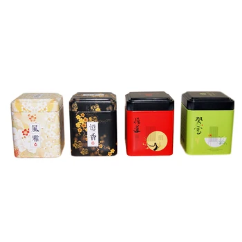 

6Pcs Vintage Chinese Style Colorful Mini Pastoral Style Iron Storage Tank Box Square Sealed Cans Coffee Tea Candy Tin Container