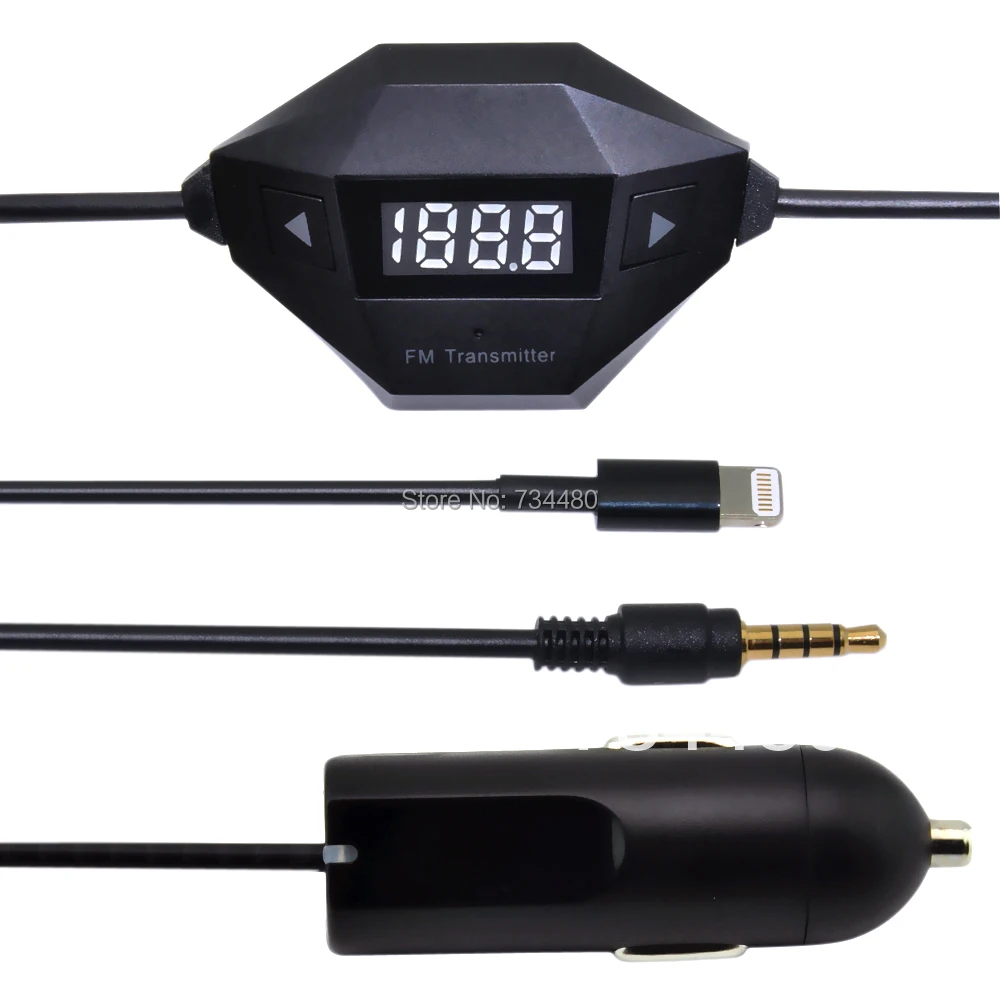 FM Transmitter Car Charger with 3.5mm Jack for iPhone 5 4S Samsung