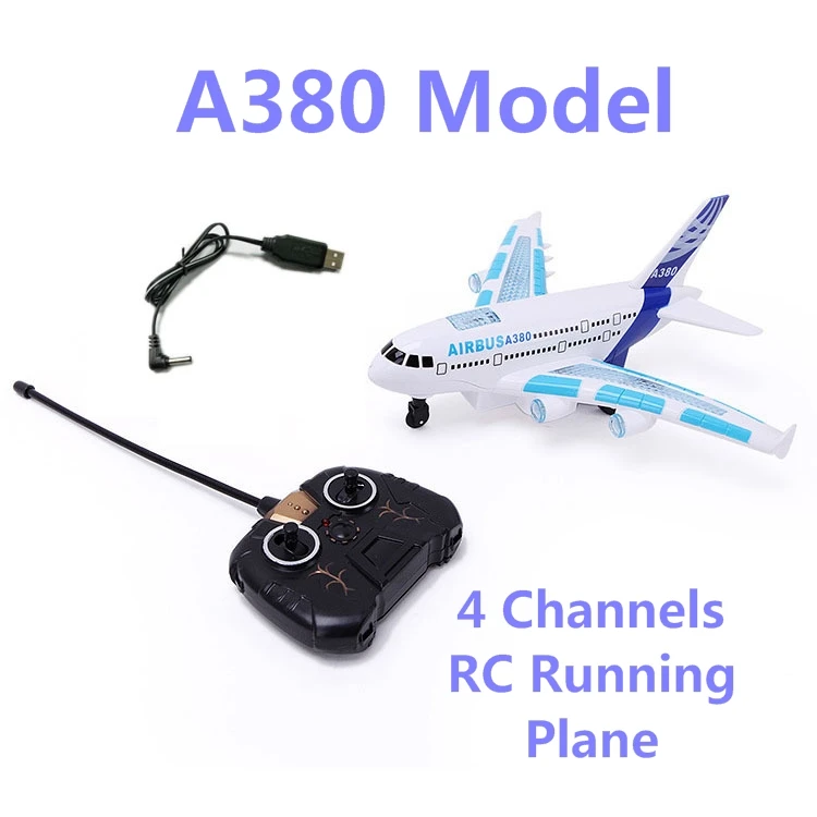Hot Sale A380 Model Remote Control Airplane 4 channels rc toys with music and light running on ground can not fly best gifts