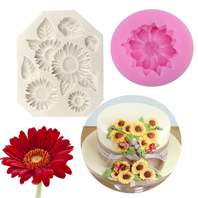 

Flowers Silicone Moulds Sunflower Cake Decoration Tools Sugarcraft Mold DIY Supply Cake Decor M0060