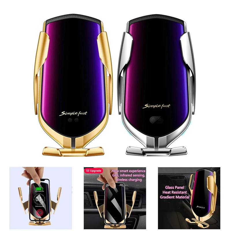 

Smart Induction Car Phone Holder Wireless Charging Car Holder Bluetooth positioning Car Charger for iPhone Xs Max XR Samsung