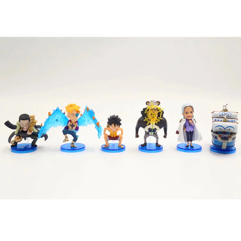 

6PCS/set ONE PIECE Monkey D Luffy Marco Bartholemew Kuma Tsuru Sea Poacher PVC Action Figure Collectible Model Toy Boxed 8cm