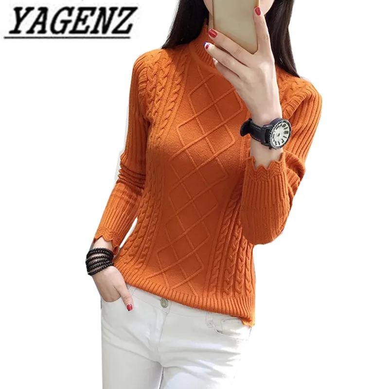 

Women's Fall/Winter Nw Elastic Pullover Sweaters Fashion Turtleneck Sexy Slim Knit Warm Sweater Shirt Casual Top Lady Clothing