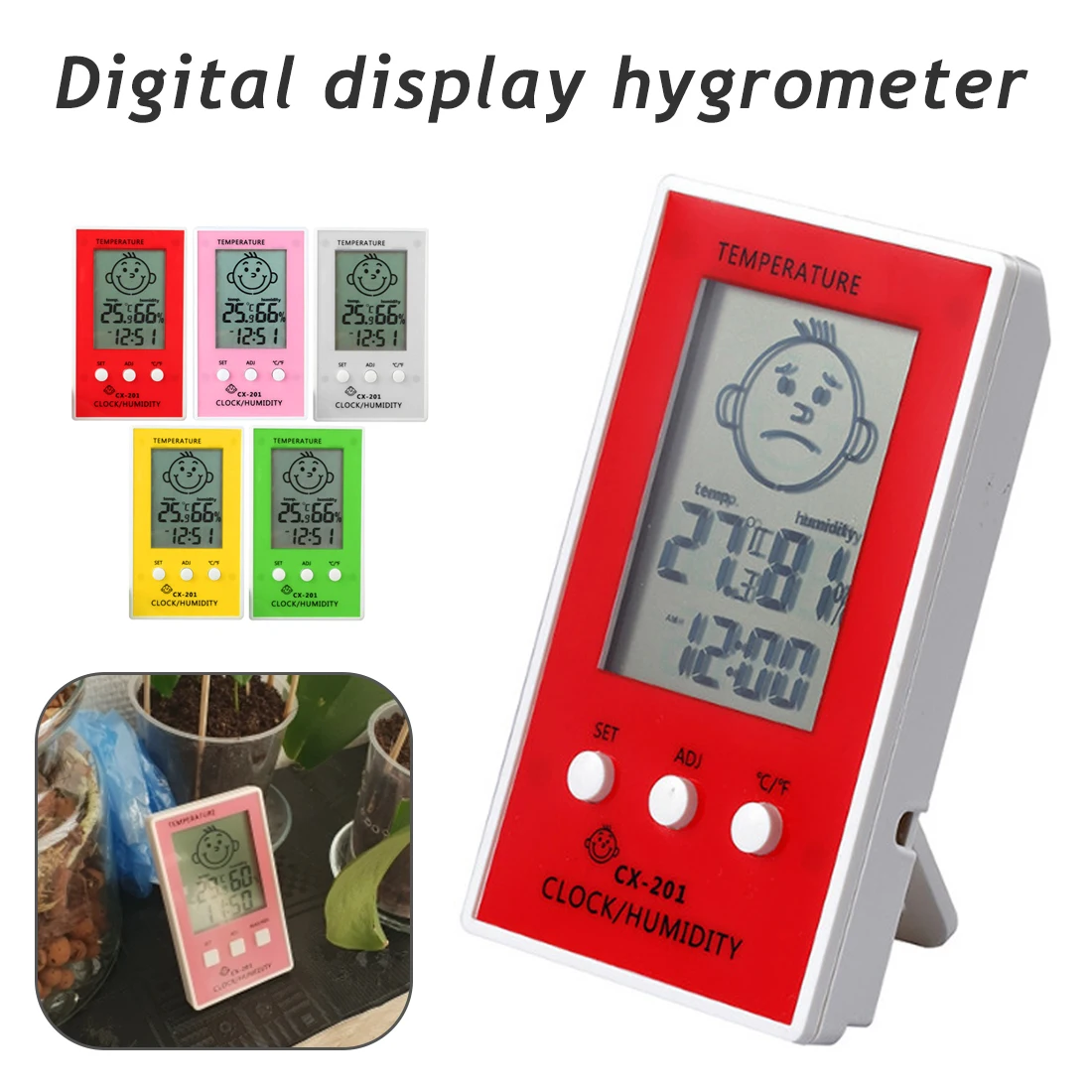 Цифровой ЖК-термометр гигрометр детская улыбка плач лицо измеритель влажности Метеостанция тестер температуры часы