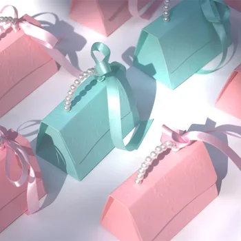 

10pcs/lot High Quality Flower Pearl Gift Bags Candy Boxes Wedding favors Portable Gift Box Baby Shower Party Favor Decoration
