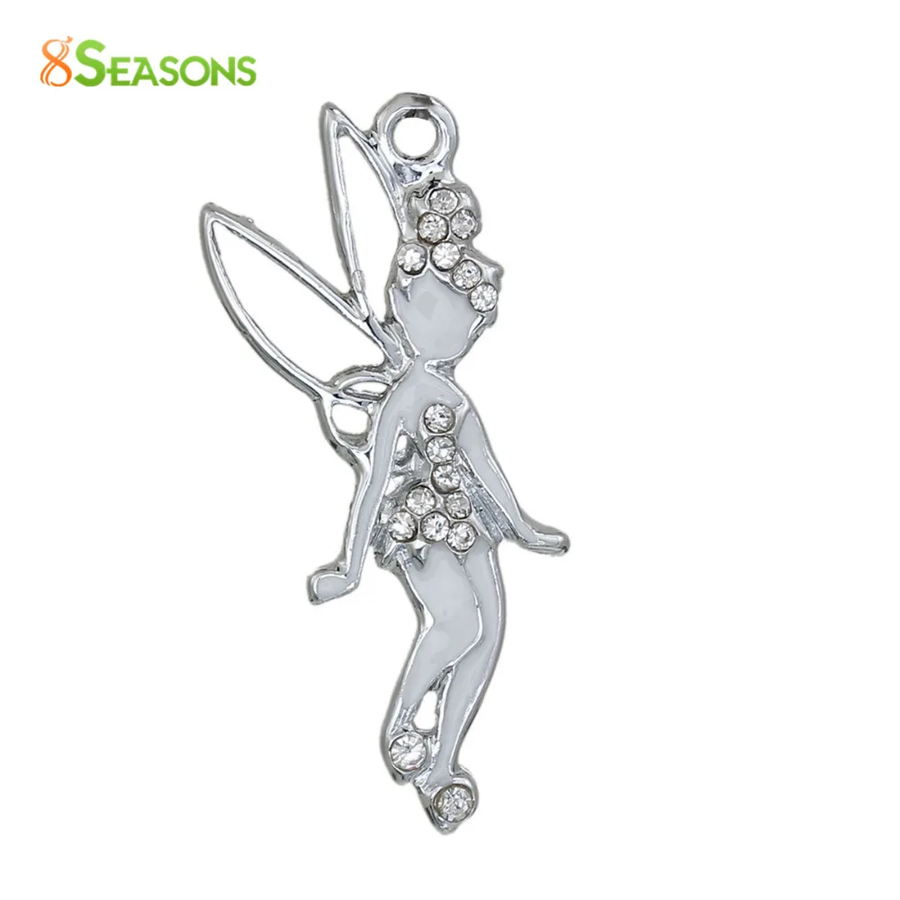 8SEASONS Girls Fashion Pendants Fairy Silver Color Color Clear