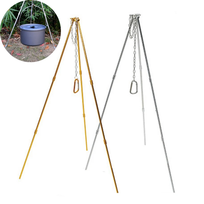 Grill Tripod Outdoor Camping Campfire Holder Camp Picnic Cooking Pot 6A