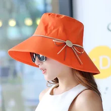 Для женщин бантом шляпа солнца Дизайн летние пляжные Рыбак Шапки УФ Защита от Солнца Рыбалка Панама для девочки модные Шапки