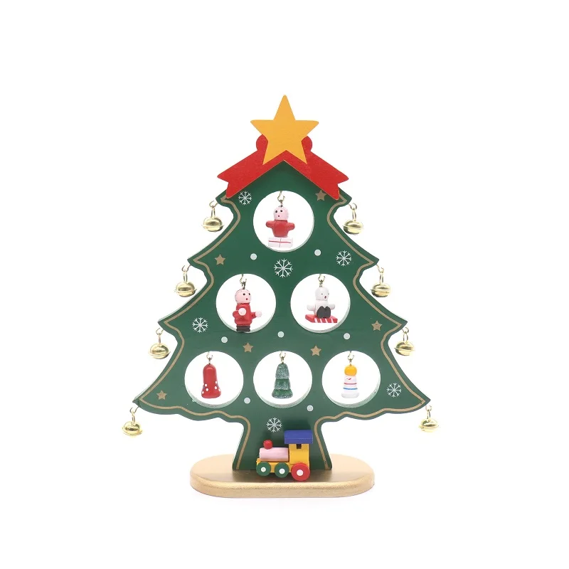 1 шт., 3 размера, зеленые деревянные искусственные елочные украшения, деревянные рождественские мини-елки, подарок, украшение для стола - Цвет: S