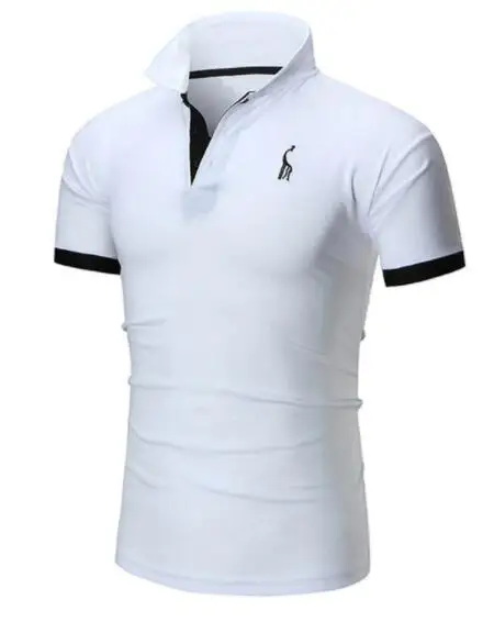 Новая мода, Лучшая цена, Мужская рубашка поло, мужская хлопковая рубашка с коротким рукавом, Спортивная рубашка, Майки Golftennis, плюс размер, рубашки-поло Homme - Цвет: Белый
