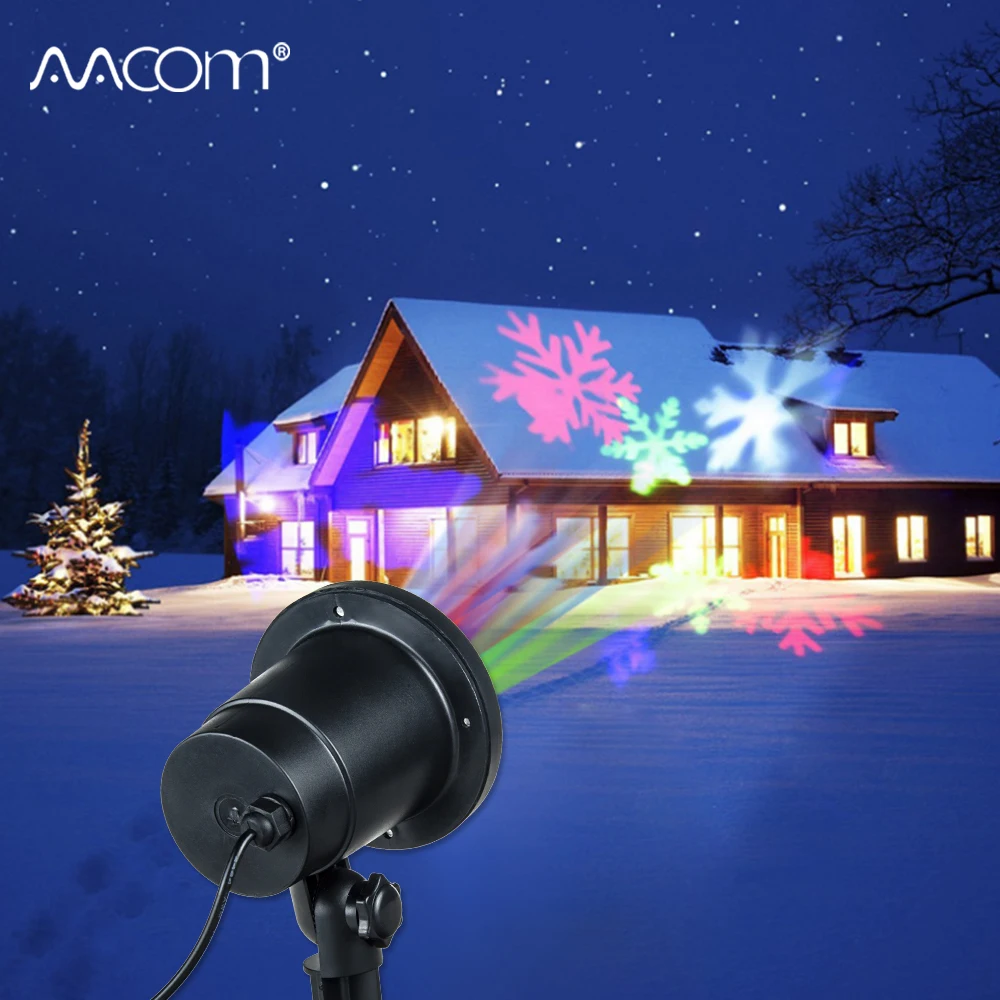 RGBW светодиодный прожектор для рождественской сцены, 4 цвета, прожектор для снежной лужайки, проектор для дома, помещения, улицы, сада, Рождественский Декор, 85-265 в, ЕС, США, Австралия, Великобритания