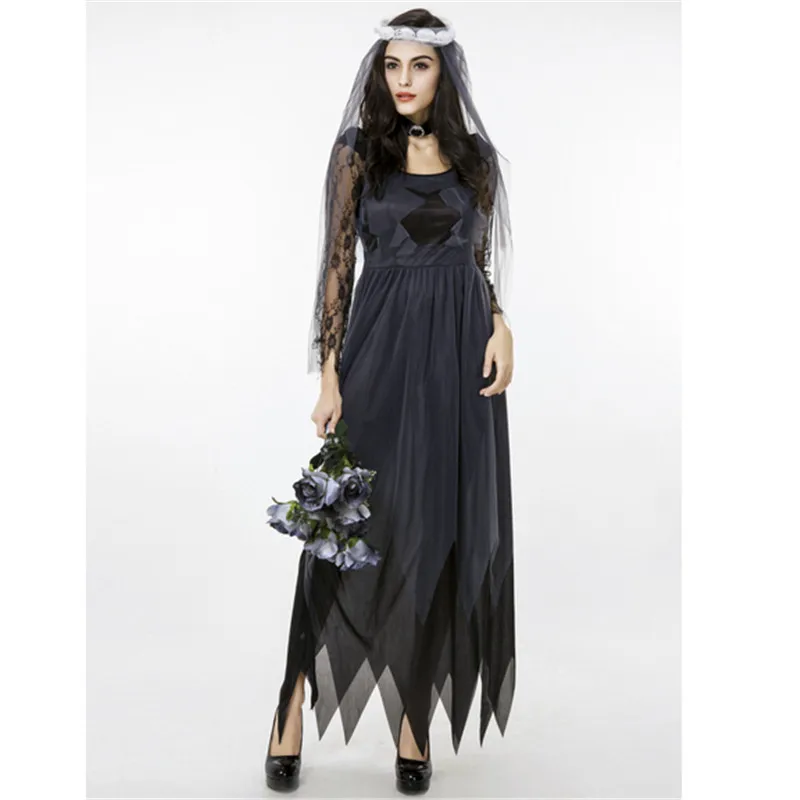 Sexy Black Goat Bride Ladies Halloween Scary Costumes For Women Zombie