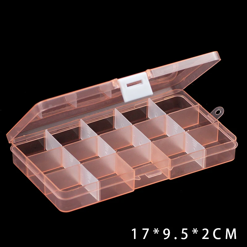 JHNBY регулируемые Слоты прозрачный отсек пластиковые подарочные коробки для ювелирных изделий чехол для хранения Контейнер для DIY бусины серьги кольца - Цвет: 15 Slots-Orange