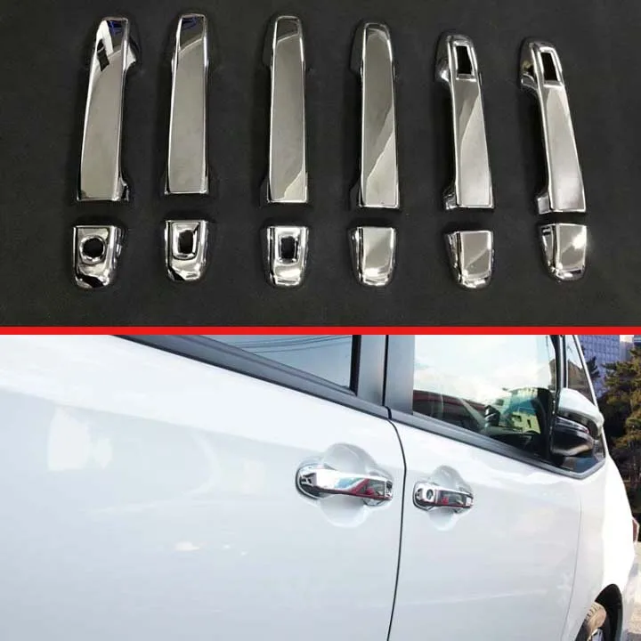 

For TOYOTA VOXY/NOAH R80 2018 2019 ABS Chrome Door Handle Cover With Smart Key Hole Catch Cap Trim Molding