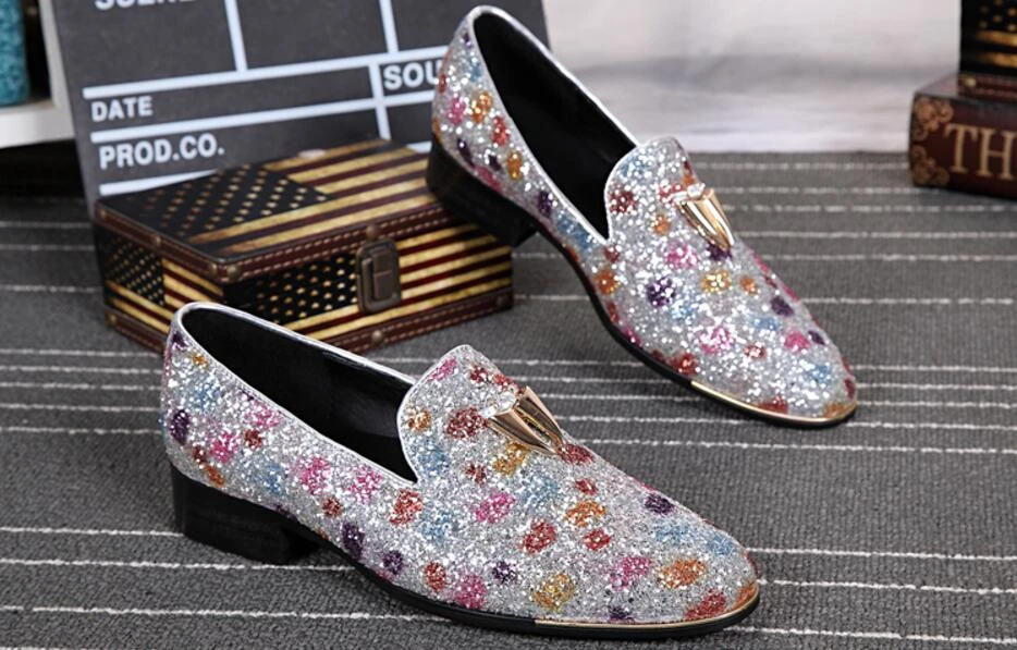 2018 Luxury Men Loafers Stone Studded Shoes Bling Loafer Mens Smoking Slippers Leisure Flats Red Dress Shoes|Formal Shoes| AliExpress