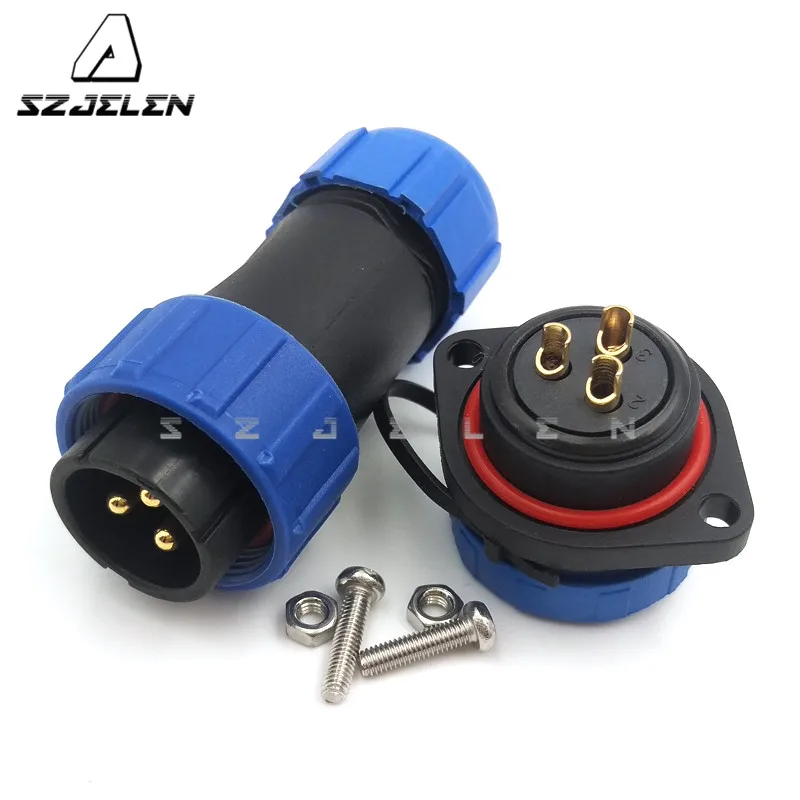 

SP2110/SY2113, IP68 3 Pins Waterproof Cable Connector , Panel screws fixed installationPlug & Socket , Automotive connectors