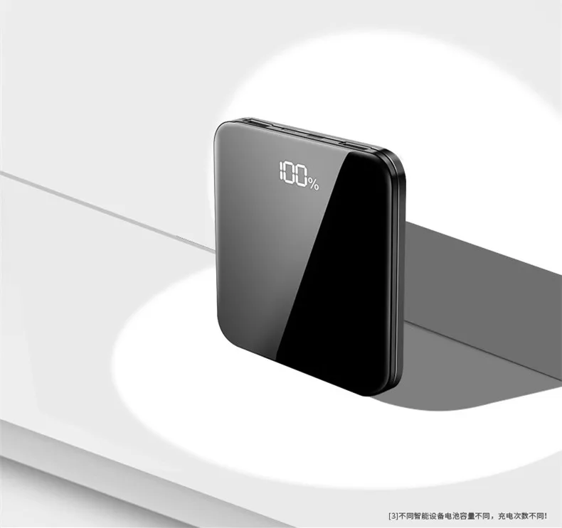 

8000mAh Mini Power Bank Portable Ultra-thin Polymer Powerbank LCD Mirror Screen Battery Power Bank for iphone xs s8 s9