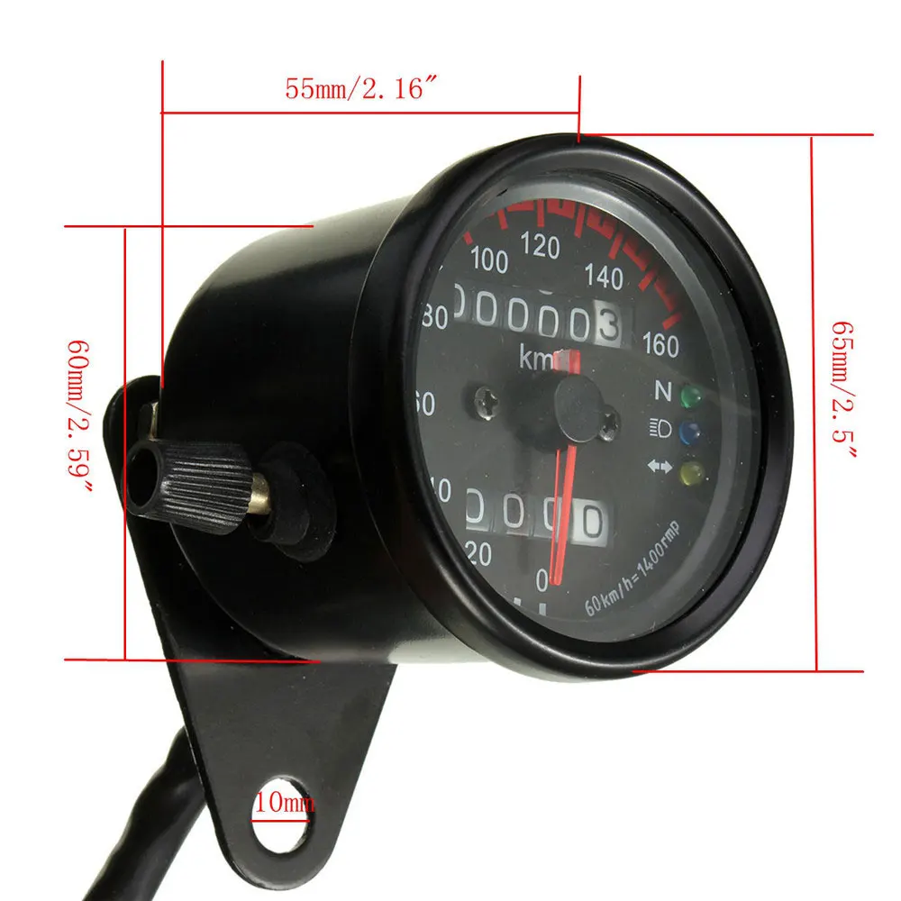DC 12V Universal Motorcycle Speedometer Odometer Dual LED Backlight Night Readable Speed Meter Gauge Motorbike Instrument km/h-in Instruments from ...