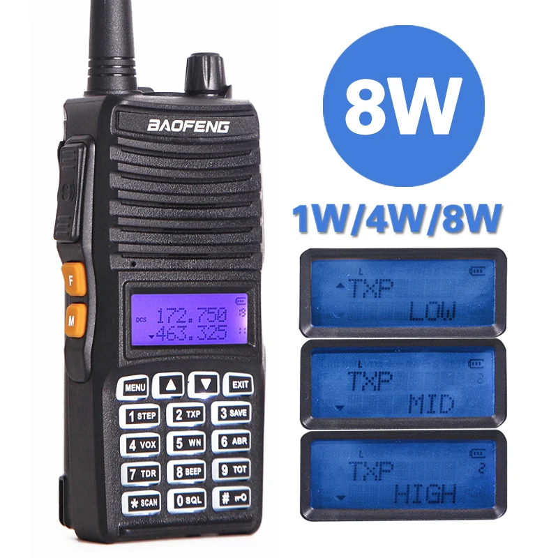 Рация Baofeng мощная 8 Вт обновленная UV82 двойная 2 PTT Ham CB портативная двухсторонняя VHF