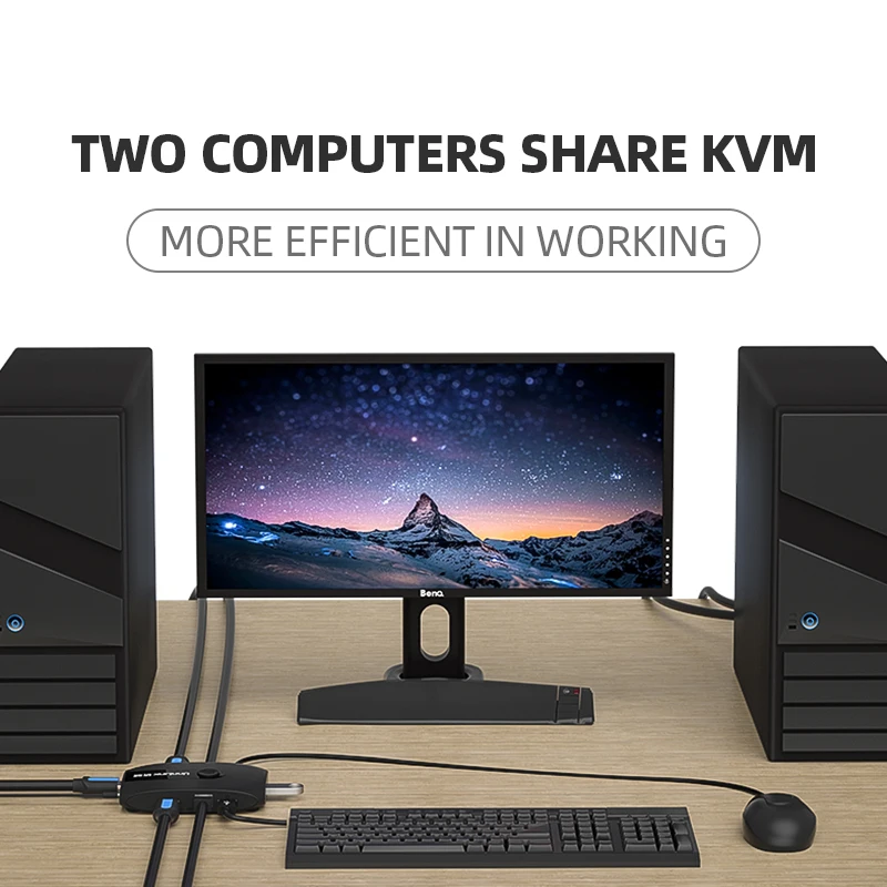 Unnlink KVM Switch 4K Hdmi-compatible USB 2.0 Switcher with Extender for laptop 2 or 4 PCs Share Mouse Keyboard Monitor Printer