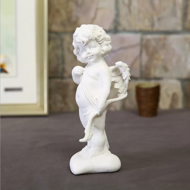 JQJ White Sand Angel Decoration Sculpture Europe Home Table Object Decorative Statues Figurines