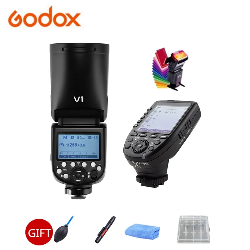 Предпродажа Godox V1 76W круглая Вспышка Speedlite V1C V1N V1S ttl 1/8000s HSS 2600mAh литий-ионный аккумулятор+ XPRO-C/N/S для sony Canon NikoN - Цвет: Синий