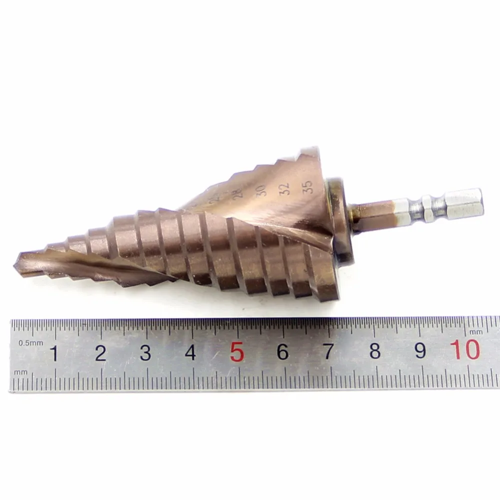 Fixmee HSS 6 35mm Titanium Coated Spiral Groove co M35 Step Drill Bit