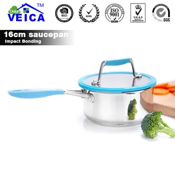 

1pcs 16cm Stainless SteelSoup & Stock Pots With Straing Pot Cover And Silicone Handle Free Shipping