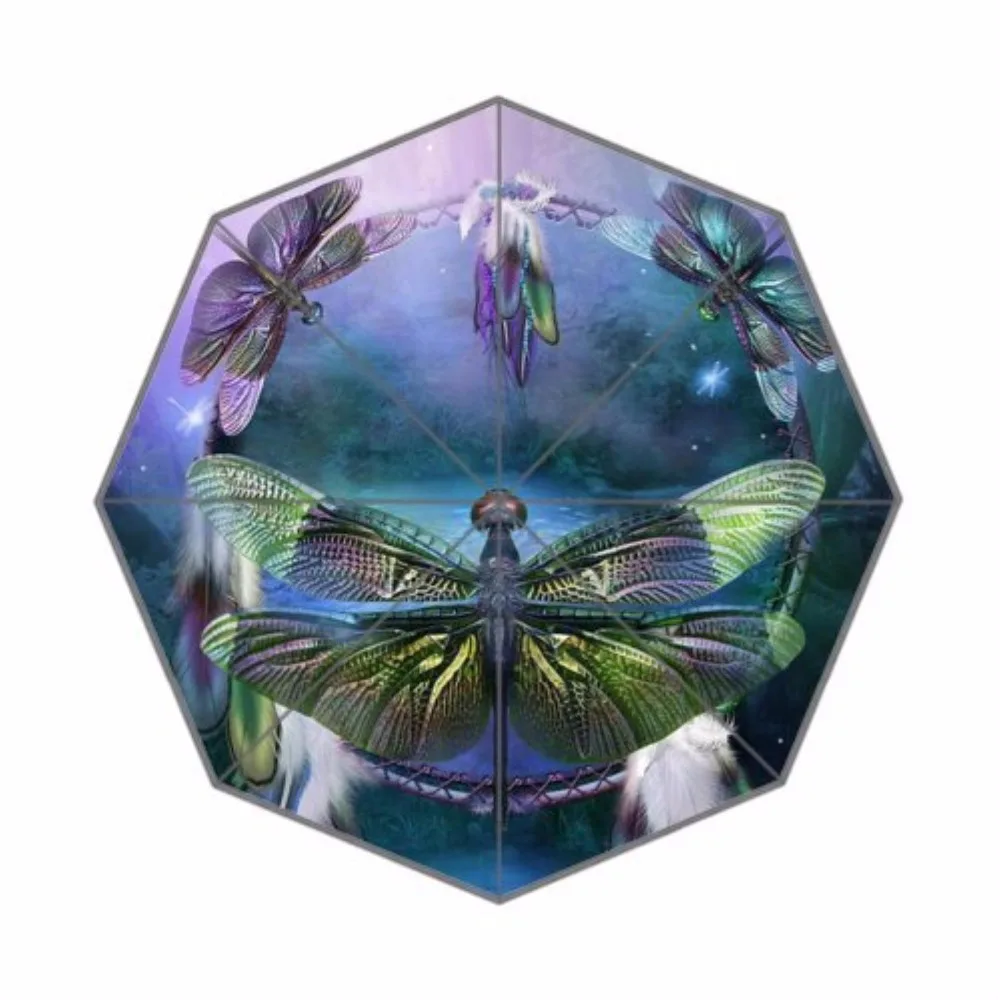 

Dragonfly Travel Umbrella Sun Rain Umbrella Foldable Umbrella 100% Fabric And Aluminium Umbrella for Women