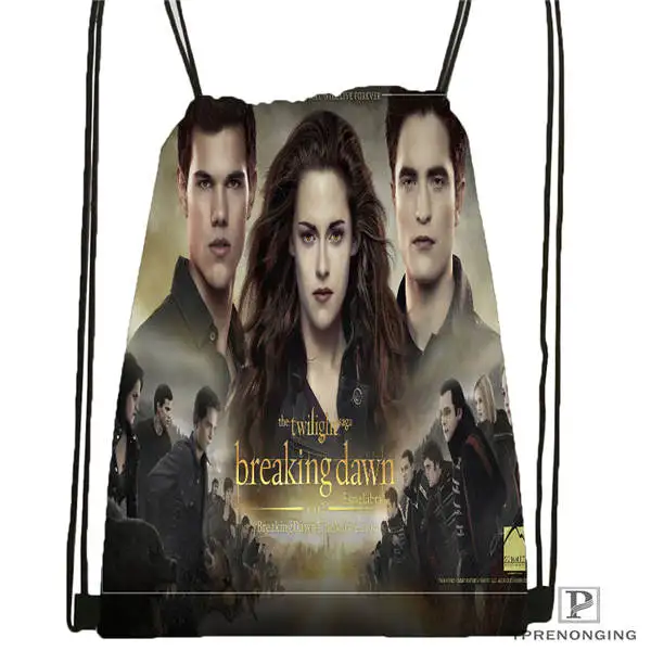Drawstring Backpack Пользовательские Сумерки Сага Рассвет походная сумка на шнурке милый рюкзак дети ранец(черная спина) 31x40 см#180531-03-08 - Цвет: Drawstring Backpack