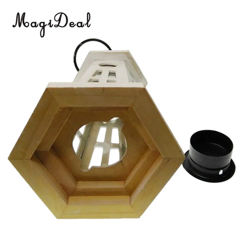 Wooden Lighthouse Light Tower Candle Holder Tea Light Lampshade Tabletop Decor Ornament Carved Handcraft	