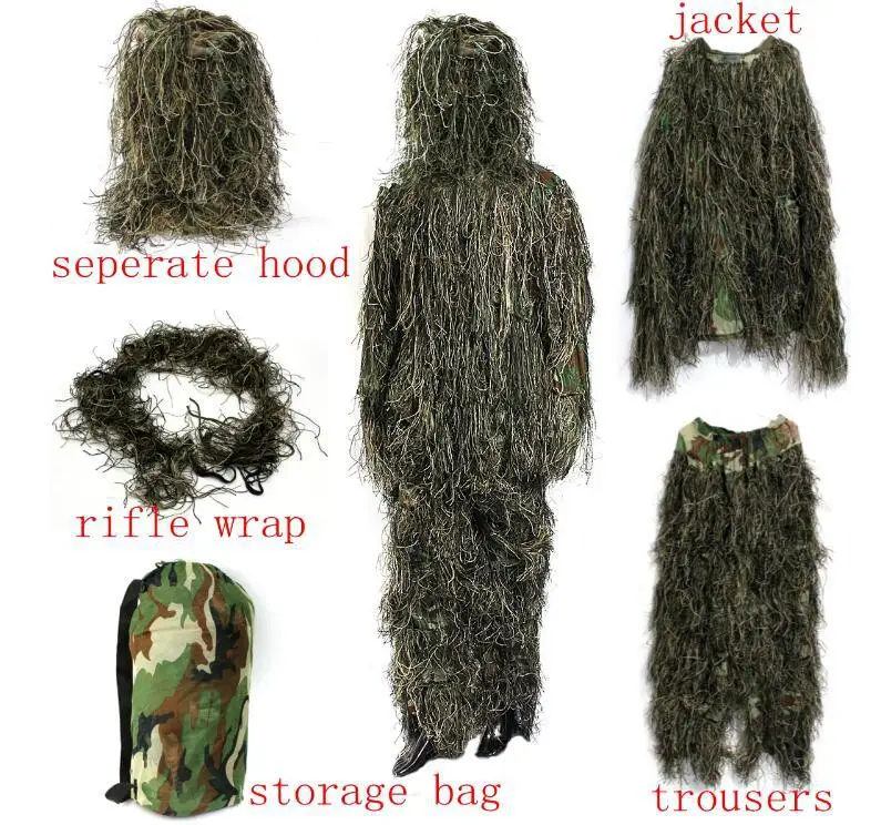 Армейская Военная тактическая одежда камуфляж Ghillie костюм Yowie Снайпер Камуфляжный костюм для охоты ПЕЙНТБОЛА для мужчин охотничья куртка и брюки