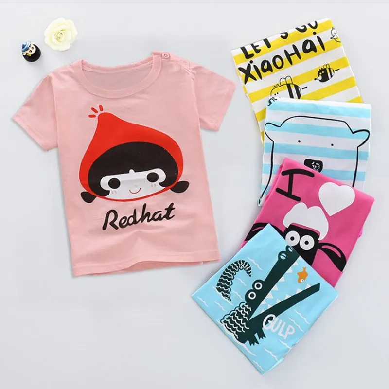 

Girls and Boys Short Sleeve T-shirt Children Boy & Girl Cartoon Cotton Tops Tee