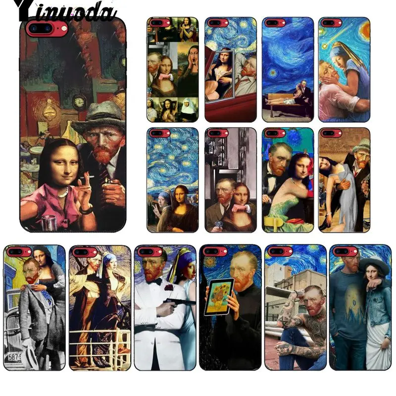 

Yinuoda Van Gogh Mona Lisa Funny Art Girl with a pear earing black Phone Case for iPhone X XS MAX 6 6S 7 7plus 8 8Plus 5 5S XR
