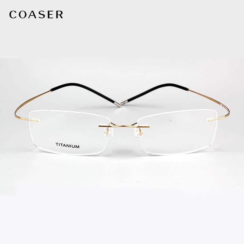 

COASER Titanium Rimless Prescription Glasses Men Myopia Eyeglasses Women Optical Frame 2019 Square Spectacles frames rim eyewear