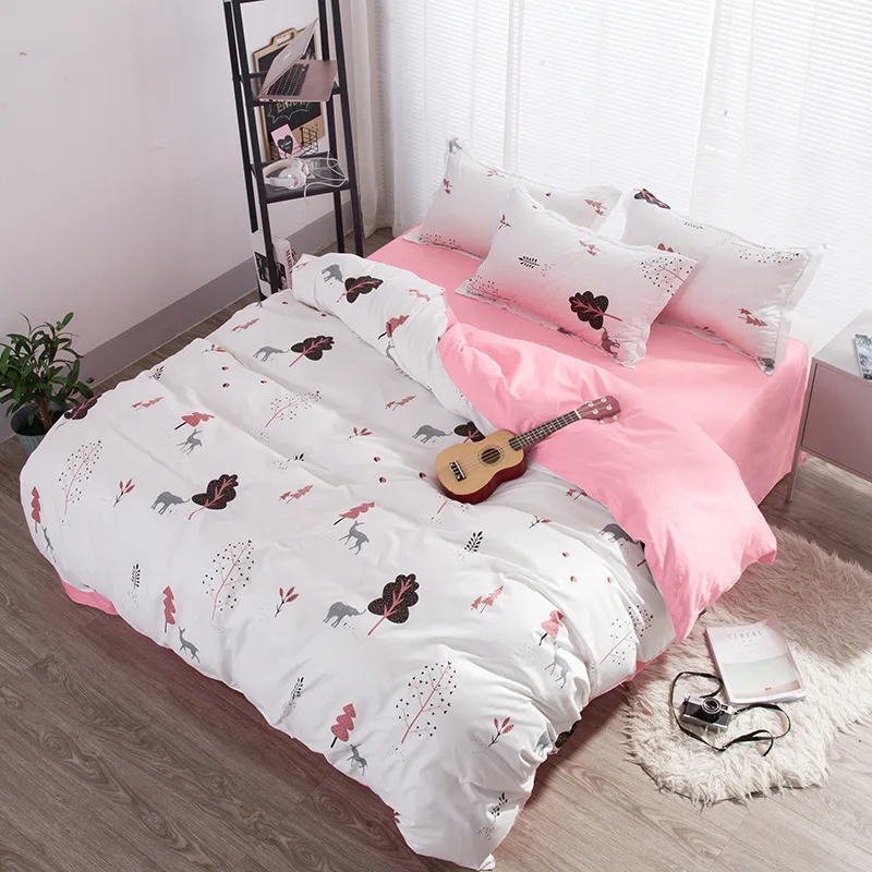 4pcs Flamingo Bedding Set Twin Full Queen King Size Adult Duvet Cover Flat Bed Sheets Pillow