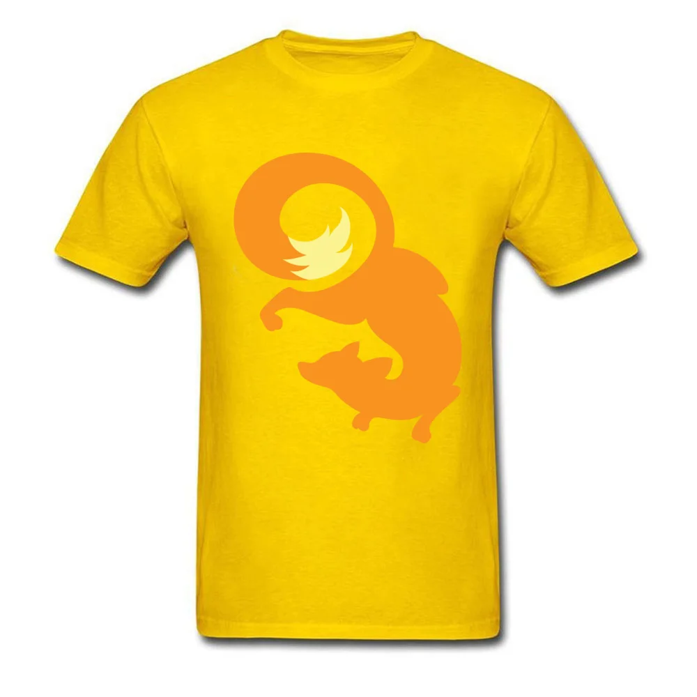 Casual T-Shirt Special Crewneck Simple Fox Symbol 100% Cotton Fabric Men Tops Shirts Summer Short Sleeve Tops Shirts Simple Fox Symbol yellow