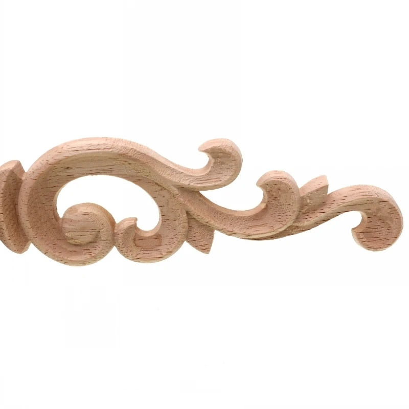 European-style Home Decorates Dongyang Wood Carving White Embryo Long Applique Door Bed Decorative Flower Piece Kawaii ornament crafts patch emblems wooden figurine crafts glass fruit pendants